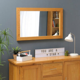 The Furniture Market Premium Solid Oak Medium Wall Mirror Natural Medium Oak Frame H 600mm X W 950mm X D 25mm - thumbnail 2