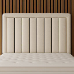 "Urban Textures - Belvoir Luxury 26"" High Velvet Fabric Upholstered Piped Panelled Headboard - Cream" - thumbnail 1