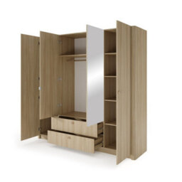 Arte Viki Hinged Door Wardrobe 213Cm - Spacious Oak Barista Mirrored Wardrobe With Shelves For Modern Bedroom Storage - thumbnail 2
