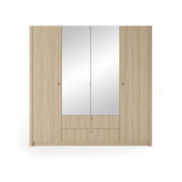 Arte Viki Hinged Door Wardrobe 213Cm - Spacious Oak Barista Mirrored Wardrobe With Shelves For Modern Bedroom Storage - thumbnail 3
