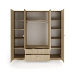 Arte Viki Hinged Door Wardrobe 213Cm - Spacious Oak Barista Mirrored Wardrobe With Shelves For Modern Bedroom Storage - thumbnail 4