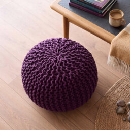 Bravich Purple Chunky Knitted Pouffe Footstool - 50Cm Round - thumbnail 5