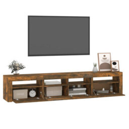 Walplus Tv Cabinet With Led Lights Smoked Oak 210X35X40 Cm - thumbnail 6