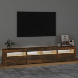 Walplus Tv Cabinet With Led Lights Smoked Oak 210X35X40 Cm - thumbnail 3