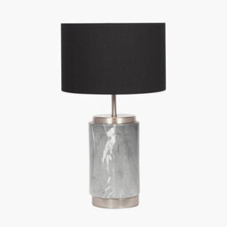 Pacific Lifestyle Set Of 2 Carrara Grey Marble Effect Ceramic Table Lamp - thumbnail 4