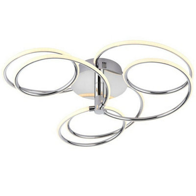 Led Semi Flush Ceiling Light 48W Warm White Chrome Infinity Hoop Strip Feature - image 1