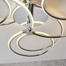 Led Semi Flush Ceiling Light 48W Warm White Chrome Infinity Hoop Strip Feature - thumbnail 4