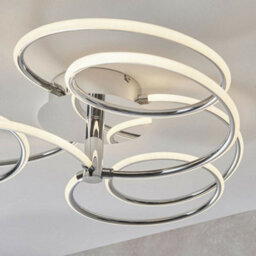 Led Semi Flush Ceiling Light 48W Warm White Chrome Infinity Hoop Strip Feature - thumbnail 5