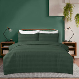 MHG Textiles Waffle Stripe Duvet Cover Set - Soft 200Tc Polycotton Blend, Hotel Quality Bedding - (Super King, Turquoise)