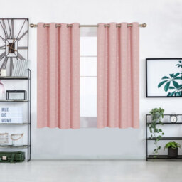 Deconovo Eyelet Blackout Curtains, Thermal Insulated Curtains, Gold Diamond Printed Curtains W52 X L54 Inch, Coral Pink, 2 Panels - thumbnail 2