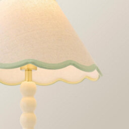 Valuelights Bobbin Green Trim Linen Shade Cream Bobble Table Lamp - thumbnail 4