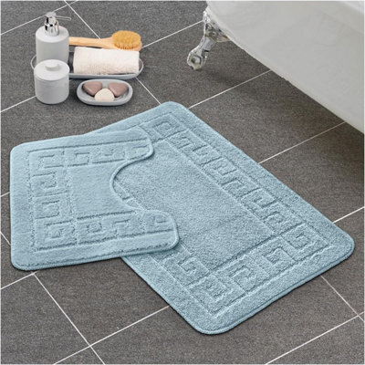 Gc Gaveno Cavailia Grecian Grace 2 Piece Non Slip Bath Mat Set Aqua Quick Dry Water Absorbent Bathroom Shower Mat & Pedestal Set - image 1