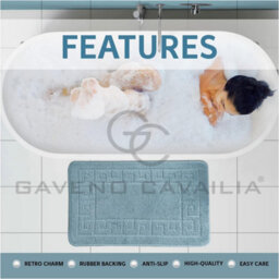 Gc Gaveno Cavailia Grecian Grace 2 Piece Non Slip Bath Mat Set Aqua Quick Dry Water Absorbent Bathroom Shower Mat & Pedestal Set - thumbnail 3