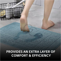 Gc Gaveno Cavailia Grecian Grace 2 Piece Non Slip Bath Mat Set Aqua Quick Dry Water Absorbent Bathroom Shower Mat & Pedestal Set - thumbnail 4