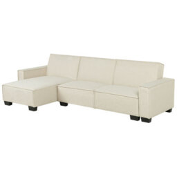 Beliani Corner Sofa Bed 3 Seater Romedal Fabric Beige Right Hand - thumbnail 4