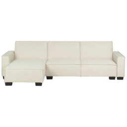 Beliani Corner Sofa Bed 3 Seater Romedal Fabric Beige Right Hand - thumbnail 1