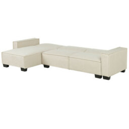 Beliani Corner Sofa Bed 3 Seater Romedal Fabric Beige Right Hand - thumbnail 6