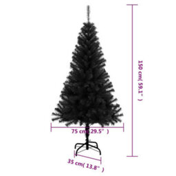 Walplus Artificial Christmas Tree With Stand Black 150 Cm Pvc - thumbnail 7