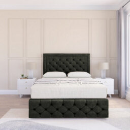 "Sloomy 4Ft6 Vienna Dumfries Graphite Bed Set With No Drawers & Footboard, Mattress & 54"" Headboard - Double" - thumbnail 1