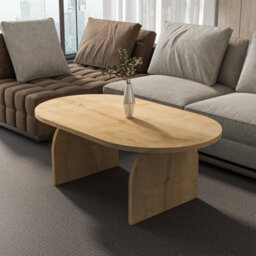 Decorotika Mono 120 Cm Oval-Cut  Coffee Table  Sapphire Oak - thumbnail 2