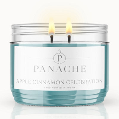 Panache Apple Cinnamon Celebration Scented Candle - Double Wick - Festive Fruity Spice Scent - image 1