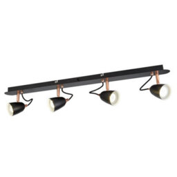 Pagazzi Lighting Pagazzi Petra Matt Black And Copper Spotlight Bar - thumbnail 2