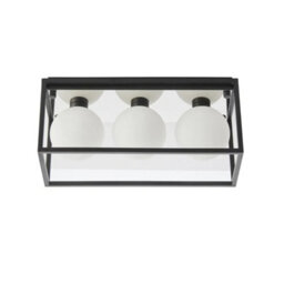 Bubly Bathrooms Angular 2 Ip44 Black Framed 3-Light Bathroom Ceiling Light With Opal Glass Orbs For G9 Led Bulbs - thumbnail 3