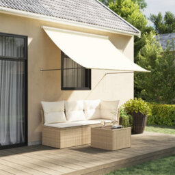 Walplus Retractable Awning Garden Sun Shade Canopy Gazebo For Back Door, Porch, Patio Cream 250X150 Cm Fabric And Steel
