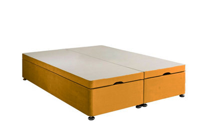 Adore Designs Plush Velvet Ottoman Storage Bed Base - End-Lift - 4Ft Small Double - Turmeric - image 1