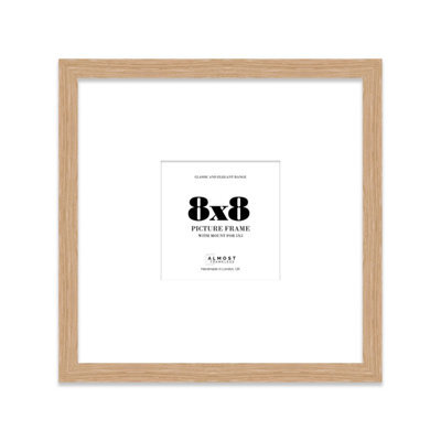 "8X8"" Oak Picture Frame - 8X8"" Square Frame With 5X5"" Mount For 8X8""/5X5"" Pictures Luxurious Style Photo Display, 1 Pack" - image 1