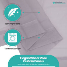 "Neel Blue Voile Curtains Slot Top, 2 Curtains, Silver - 56"" Width X 81"" Drop" - thumbnail 4