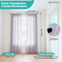 "Neel Blue Voile Curtains Slot Top, 2 Curtains, Silver - 56"" Width X 81"" Drop" - thumbnail 2