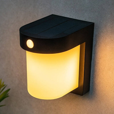 Suri Milos Solar Led Outdoor Wall Light With Pir Sensor Black - image 1