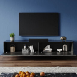 180Cm Black High Gloss Wall Floating Tv Stand Unit Cabinet Storage Door - thumbnail 4