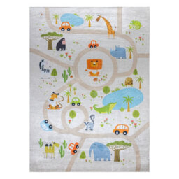 RugsX Bambino 50230 Washing Carpet Zoo, Streets For Children Anti-Slip - Beige Green  140X200 Cm - thumbnail 2