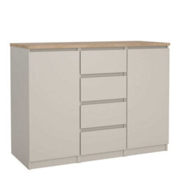 Wyld Haus Budapest Taupe And Natural Oak Effect Sideboard 2 Doors 4 Drawers - thumbnail 2