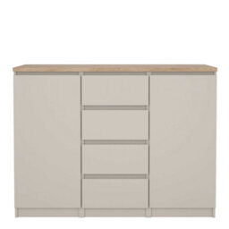 Wyld Haus Budapest Taupe And Natural Oak Effect Sideboard 2 Doors 4 Drawers - thumbnail 3