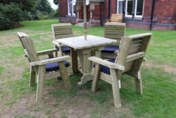Churnet Valley Garden Furniture Ltd Ergo 4 Seater Set - Sits 4, Wooden Garden Furniture Dining Set W/ Table & Chairs - L220 X W245 X H105 Cm - Min. Assembly Required - thumbnail 5