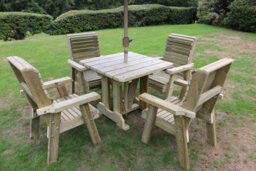 Churnet Valley Garden Furniture Ltd Ergo 4 Seater Set - Sits 4, Wooden Garden Furniture Dining Set W/ Table & Chairs - L220 X W245 X H105 Cm - Min. Assembly Required - thumbnail 6