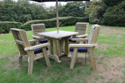 Churnet Valley Garden Furniture Ltd Ergo 4 Seater Set - Sits 4, Wooden Garden Furniture Dining Set W/ Table & Chairs - L220 X W245 X H105 Cm - Min. Assembly Required - thumbnail 3