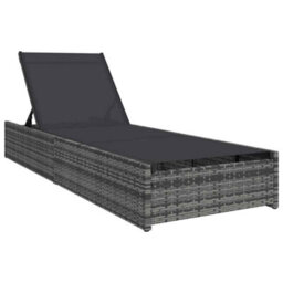 Walplus Sun Lounger Reclining 1-Person Grey 60 X 200 X 27Cm Poly Rattan - thumbnail 2
