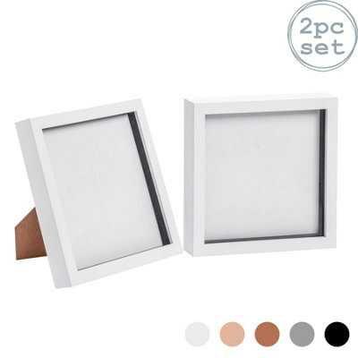 "Nicola Spring 8 X 8"" Photo Frames - White - 3D Photo Frame Picture Frame Box Portrait Display Case (22.5 X 22.5Cm) Set Of 2" - image 1