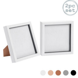 "Nicola Spring 8 X 8"" Photo Frames - White - 3D Photo Frame Picture Frame Box Portrait Display Case (22.5 X 22.5Cm) Set Of 2" - thumbnail 1
