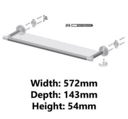 Bisk Solid Wood And Zamak Below Mirror Ledge Bathroom Sink Tempered Glass Shelf - thumbnail 2
