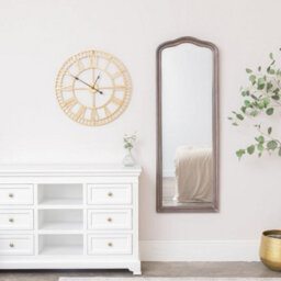 Melody Maison Slim Arched Washed Wooden Framed Leaner Mirror - 50Cm X 140Cm - thumbnail 4