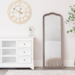 Melody Maison Slim Arched Washed Wooden Framed Leaner Mirror - 50Cm X 140Cm - thumbnail 5
