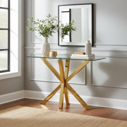 The Furniture Market Star Console Table - Glass Top / Gold Leg