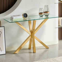 The Furniture Market Star Console Table - Glass Top / Gold Leg - thumbnail 2