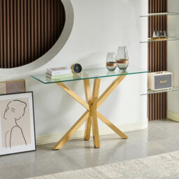 The Furniture Market Star Console Table - Glass Top / Gold Leg - thumbnail 3