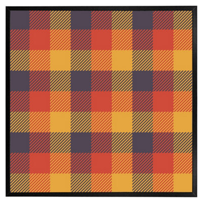 "Andrew Lee Orange Check Pattern (Picutre Frame) / 24X24"" / Grey" - image 1